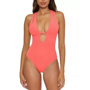 Becca Women's Pucker Up Tear Drop One-Piece Swimsuit NWT size M